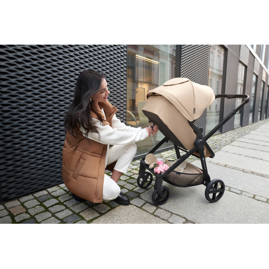 KINDERKRAFT - Yhdistelmärattaat 3in1 NEWLY Sand beige + turvaistuin MINK PRO