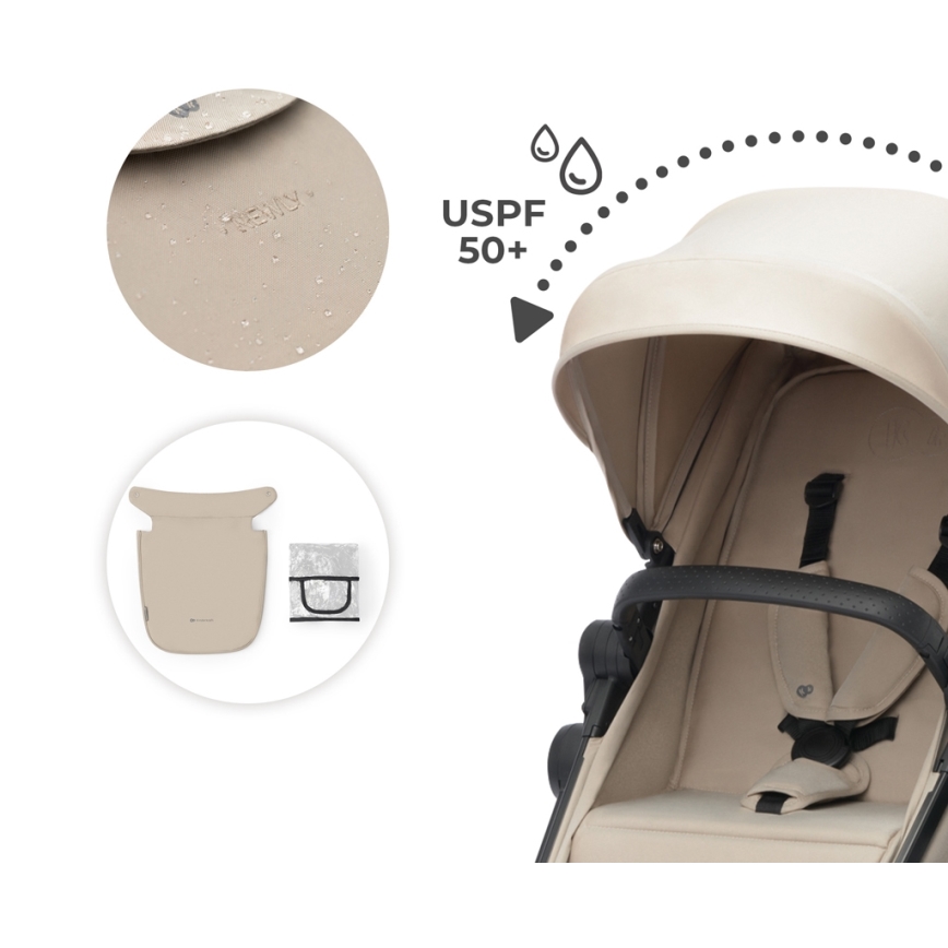 KINDERKRAFT - Yhdistelmärattaat 3in1 NEWLY Sand beige + turvaistuin MINK PRO
