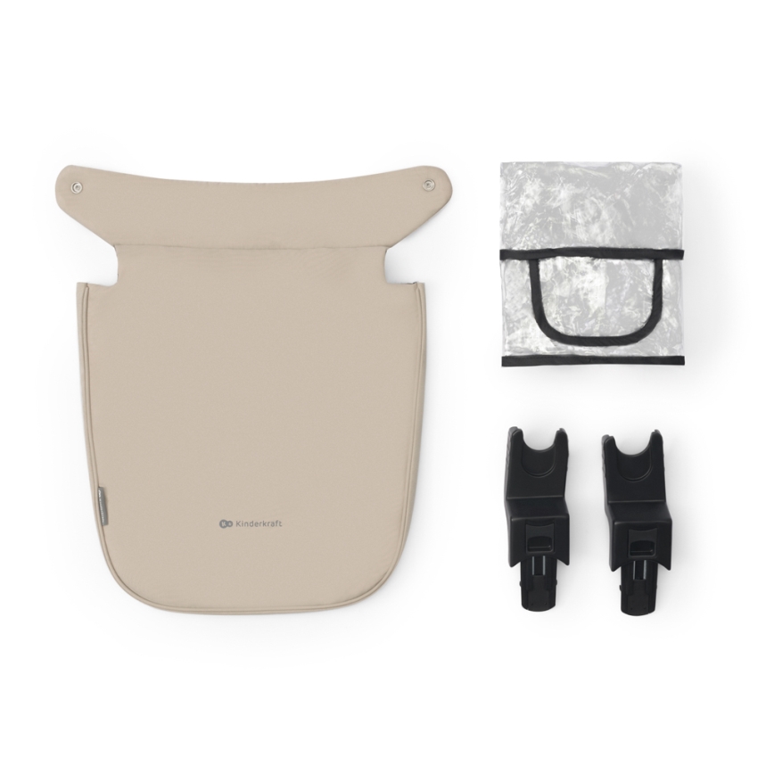 KINDERKRAFT - Yhdistelmärattaat 3in1 NEWLY Sand beige + turvaistuin MINK PRO