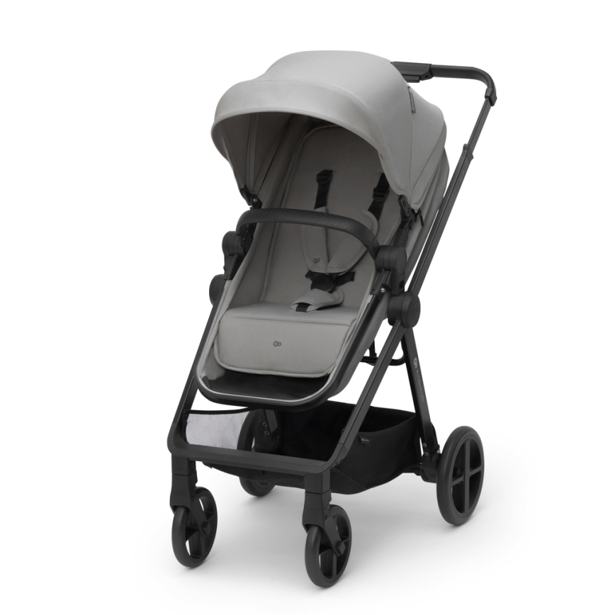 KINDERKRAFT - Yhdistelmärattaat 4v1 NEWLY Klassikko harmaa + turvaistuin MINK PRO jalustalla ISOFIX