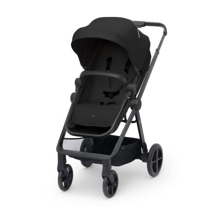 KINDERKRAFT - Yhdistelmärattaat 4v1 NEWLY Klassikko musta + turvaistuin MINK PRO jalustalla ISOFIX