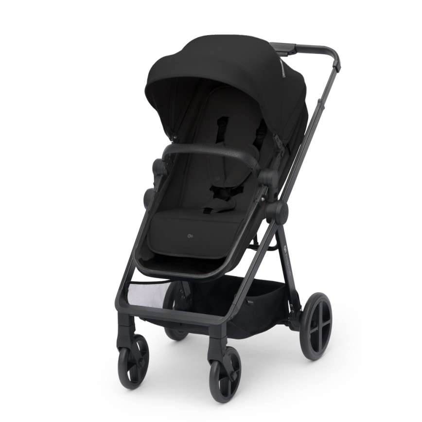 KINDERKRAFT - Yhdistelmärattaat 4v1 NEWLY Klassikko musta + turvaistuin MINK PRO jalustalla ISOFIX