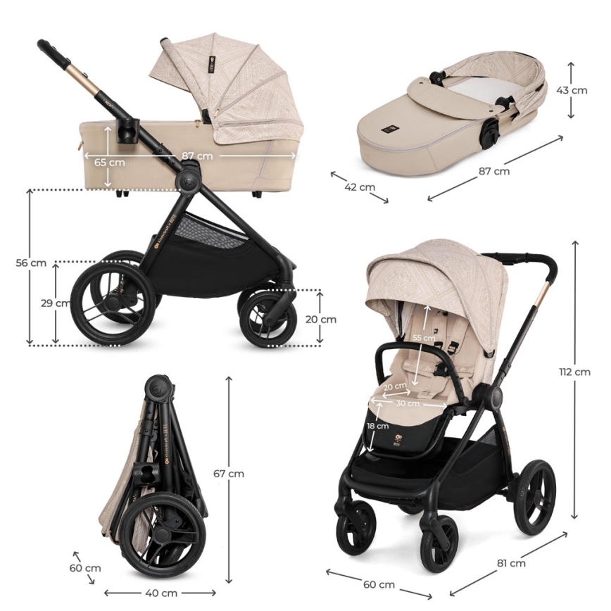 KINDERKRAFT - Yhdistelmävaunut 2-in-1 NEA 2 Dune Whisper Bizuu