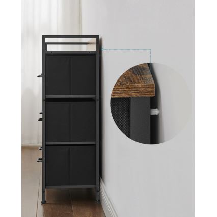 KIRA-lipasto vetolaatikoilla, ruskea/musta