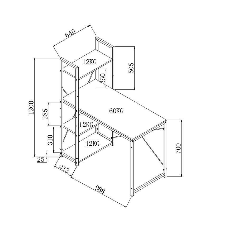 Kirjoituspöytä SERENOR musta/sonoma-tammi