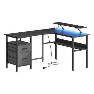 Kirjoituspöytä taustavalaistuksella SOLEA-X ruskea/musta