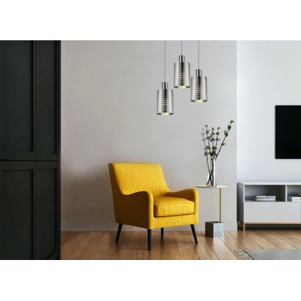 Kattokruunu johdossa EVOLUTION 1xE27/11W/230V kiiltävä kromi