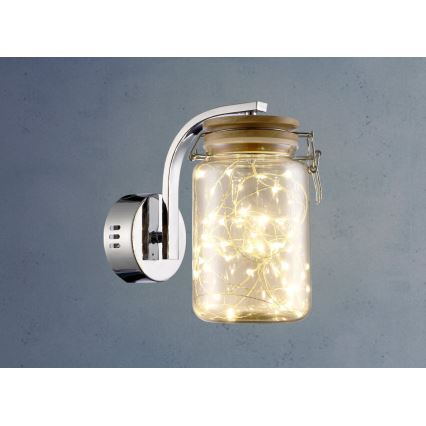 LED-seinävalaisin SHOCK LED/5W/230V kiiltävä kromi/puu