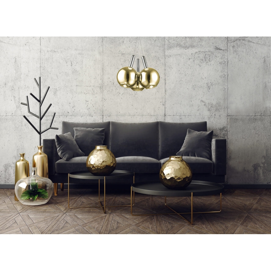 LED Riippuvalaisin BALLS 3xLED/5W230V kulta/mattakromi