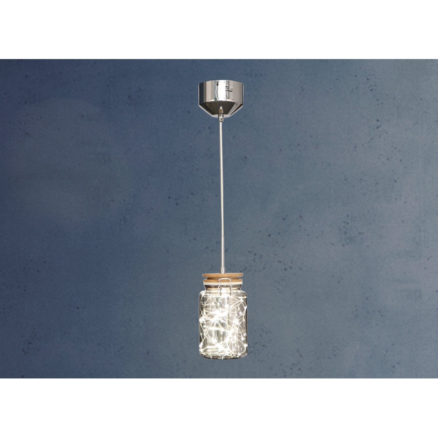LED Riippuvalaisin SHOCK LED/5W/230V kiiltävä kromi/puu