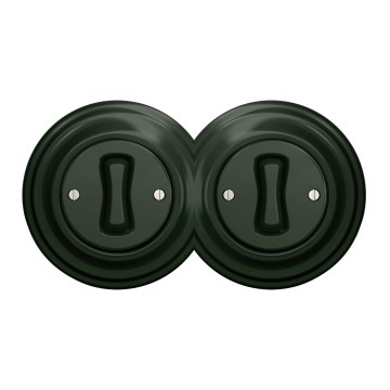 Kliklap - Kaksinkertainen retrotyylinen yksinapainen kytkin kehykseen nro 1, vihreä