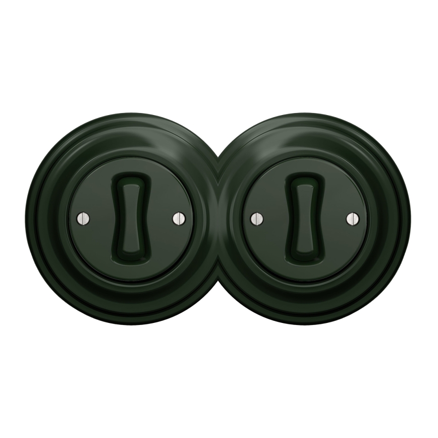 Kliklap - Kaksinkertainen retrotyylinen yksinapainen kytkin kehykseen nro 1, vihreä