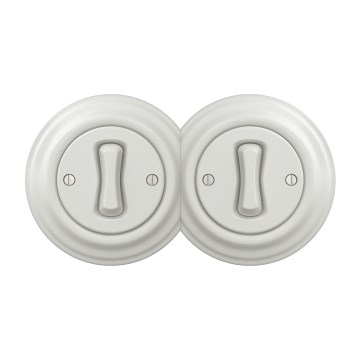 Kliklap - Kaksiosainen retrotyylinen yksinapainen kytkin, kehys nro 1, valkoinen