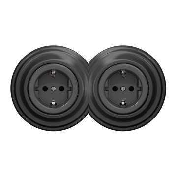 Kliklap – kaksoisretro-SCHUKO-pistorasia kotitalouskäyttöön, kehys, 230 V, antrasiitti