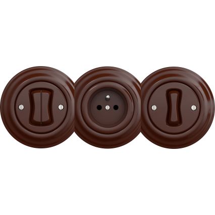 Kliklap - Retro kaksipainikkeinen kehyksetön kytkin ruskea