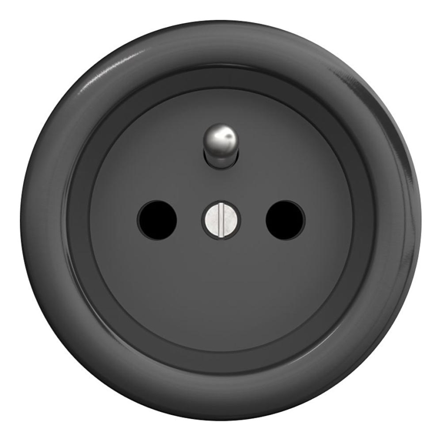 Kliklap – Retro kehyksetön kotitalouspistorasia 230 V, antrasiitti
