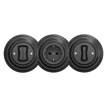 Kliklap - Retro kodin pistorasia ilman kehystä SCHUKO 230V/16A antrasiitti