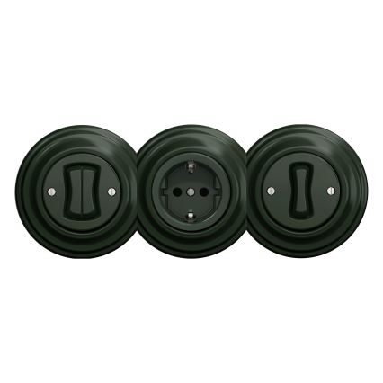 Kliklap - Retro kotipistorasia ilman kehystä SCHUKO 230V/16A, vihreä