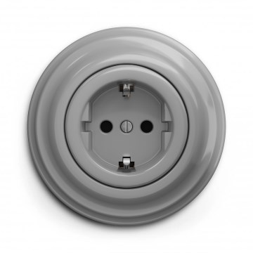 Kliklap - Retro kotitalouspistorasia kehyksellä SCHUKO 230V/16A harmaa