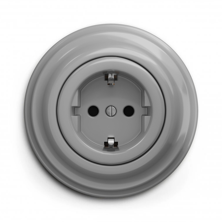 Kliklap - Retro kotitalouspistorasia kehyksellä SCHUKO 230V/16A harmaa