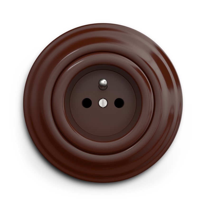 Kliklap - Retro-pistorasia kehyksellä 230 V, ruskea