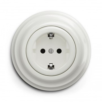 Kliklap - Retro-pistorasia kotikäyttöön kehyksellä SCHUKO 230V/16A valkoinen