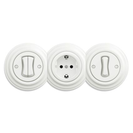 Kliklap - Retro koteloimaton SCHUKO-pistorasia 230V/16A valkoinen