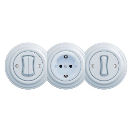 Kliklap - Retro-seinäpistorasia ilman kehystä SCHUKO 230V/16A, sininen