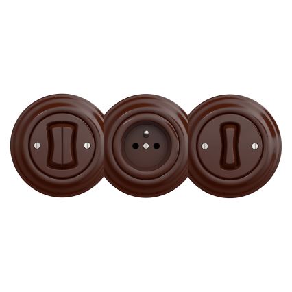 Kliklap - Retro seinäpistorasia, kehyksetön SCHUKO 230V/16A, ruskea