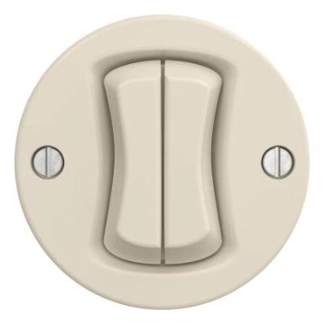 Kliklap - Retro-tyylinen kaksiosainen porraskytkin ilman kehystä, nro 6+6, beige