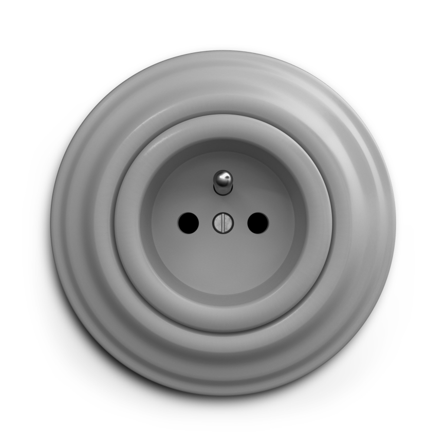 Kliklap - Retro-tyylinen pistorasia kotitalouskäyttöön kehyksellä, 230 V, harmaa