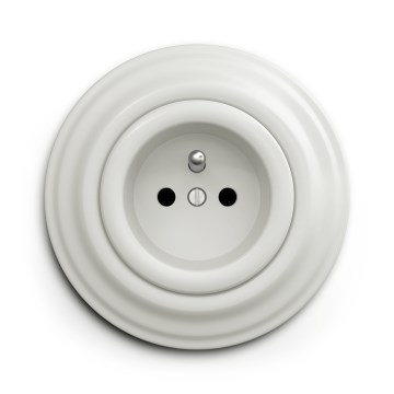 Kliklap - Retro-tyylinen seinäpistorasia kehyksellä, 230V, valkoinen