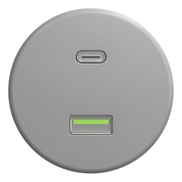 Kliklap - Retro USB-pistorasia A+C ilman kehystä, harmaa