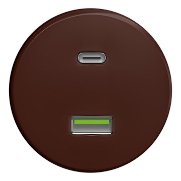 Kliklap - Retro USB-pistorasia A+C ilman kehystä ruskea