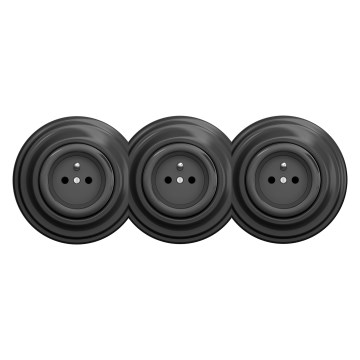 Kliklap – retrohenkinen kolmoispistorasia kotikäyttöön, kehyksellä, 230 V, antrasiitti