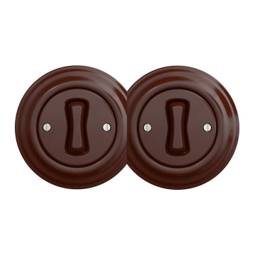 Kliklap - Retrotyylinen kaksiosainen yksinapainen kytkin, kehys nro 1, ruskea