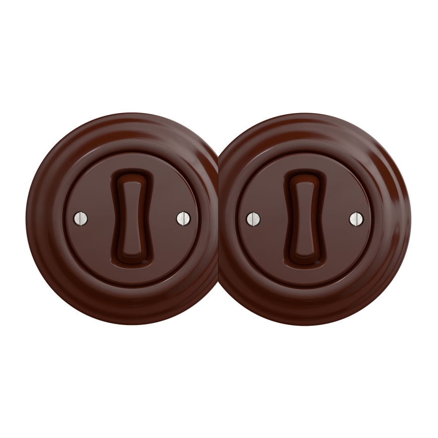 Kliklap - Retrotyylinen kaksiosainen yksinapainen kytkin, kehys nro 1, ruskea