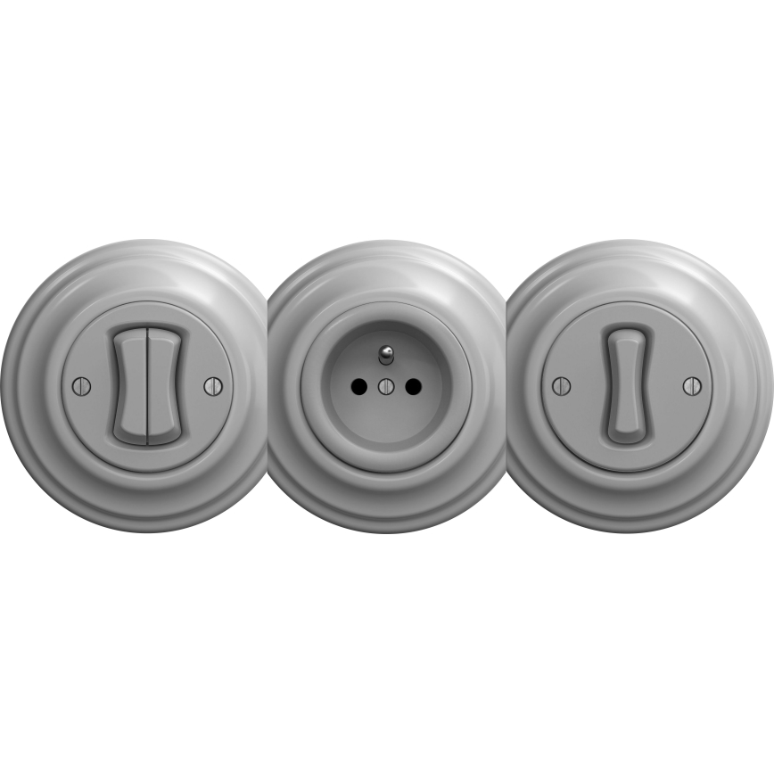 Kliklap - Vintage-pistorasia ilman kehystä SCHUKO 230V/16A harmaa