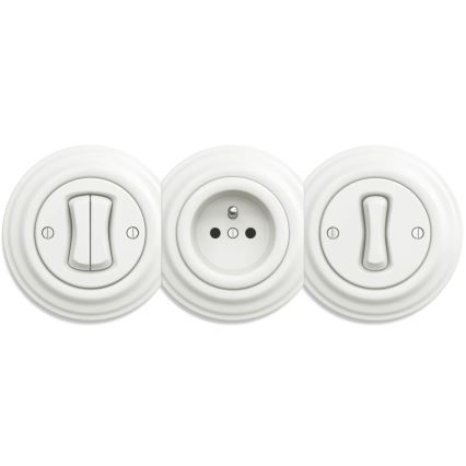 Kliklap - Vintage-pistorasia ilman kehystä SCHUKO 230V/16A valkoinen