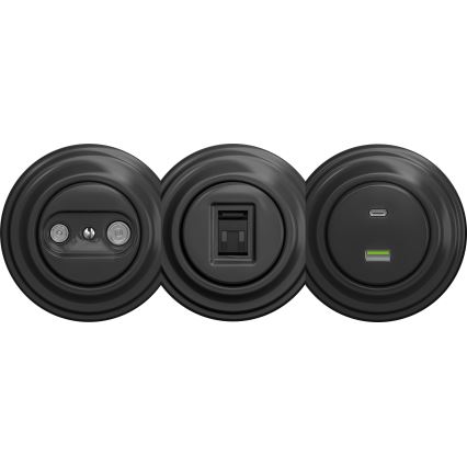 Kliklap - Vintage-USB-pistoke A+C ilman kehystä antrasiitti
