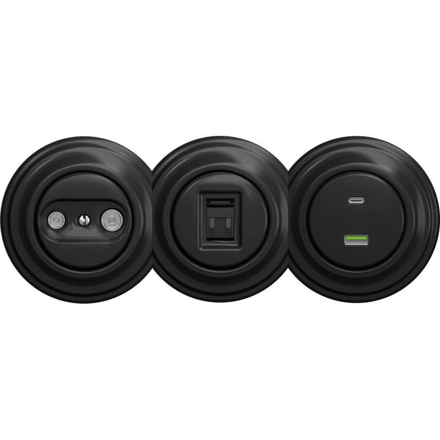 Kliklap - Vintage-USB-pistoke A+C ilman kehystä musta