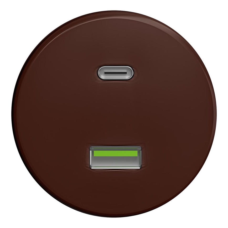 Kliklap - Vintage-USB-pistoke A+C ilman kehystä ruskea