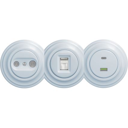 Kliklap - Vintage-USB-pistoke A+C ilman kehystä sininen