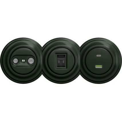 Kliklap - Vintage-USB-pistoke A+C ilman kehystä vihreä
