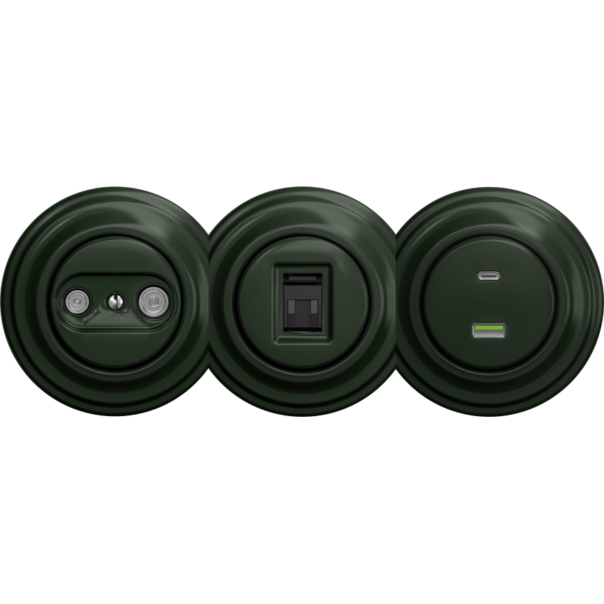Kliklap - Vintage-USB-pistoke A+C ilman kehystä vihreä