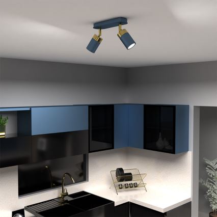 Kohdevalaisin JOKER 2xGU10/25W/230V sininen/kultainen