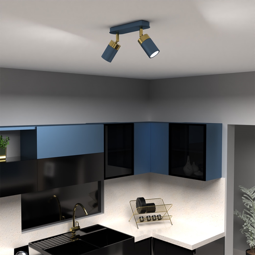 Kohdevalaisin JOKER 2xGU10/25W/230V sininen/kultainen