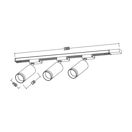 Kohdevalaisin PIPE-kiskojärjestelmään 3xGU10/10W/230V musta