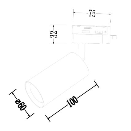 Kohdevalo 1-vaiheiselle kiskojärjestelmälle PIPE 1xGU10/10W/230V musta