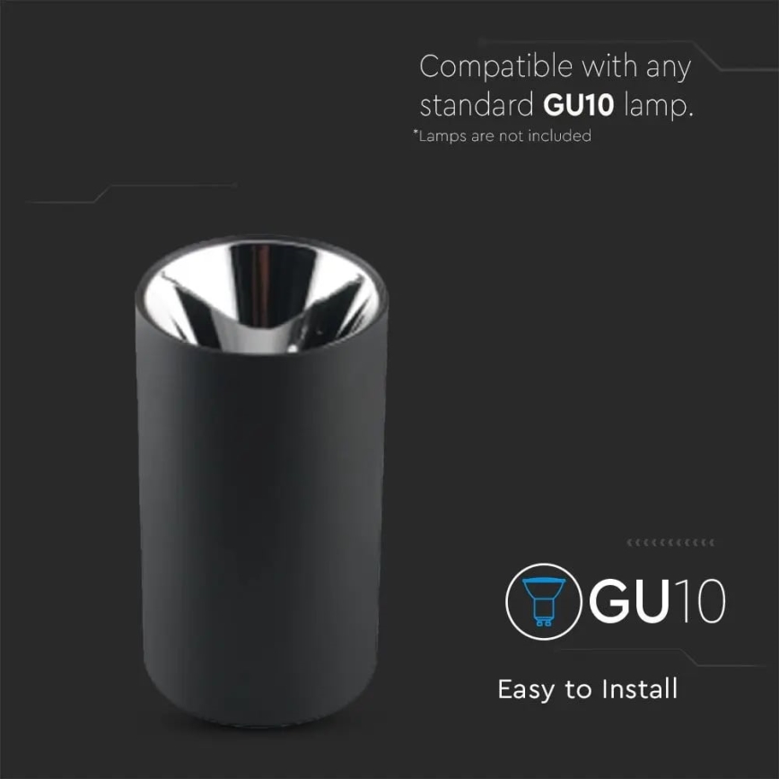 Kohdevalo 1xGU10/35W/230V musta/hopea